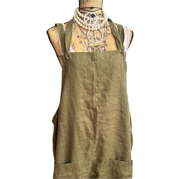 NEW - YUKI BUTTONS 100% Linen overalls women casual jumpsuit Loose pants boho - Picture 14 of 14